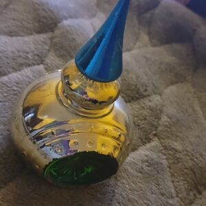 Avon Elegant Gold and Blue Glass Art Piece